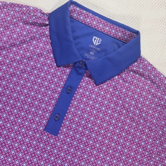 Graham Luxe Other - Graham Luxe Leighton Mens XXL Golf Polo Shirt Purple Floral Stretch GL13725
